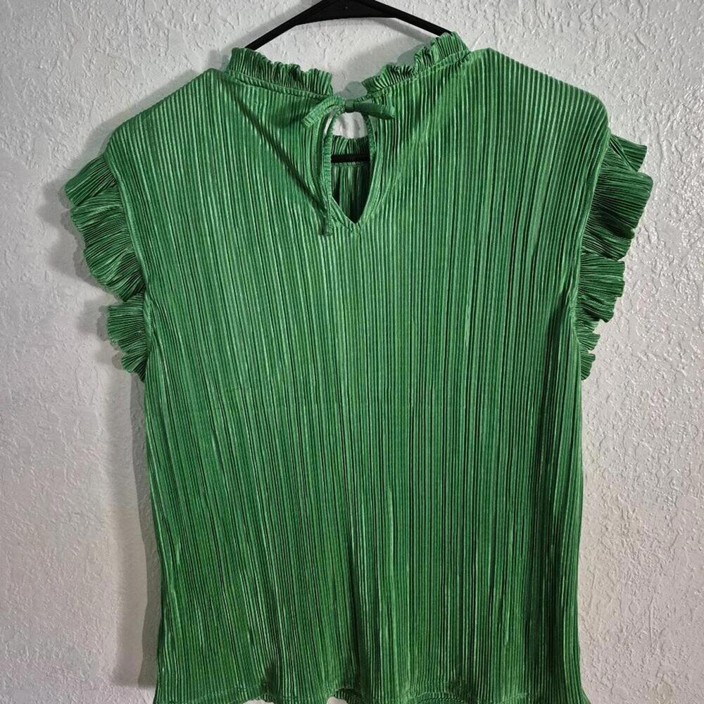 Stylish Green Pleated Top by Express - Size M